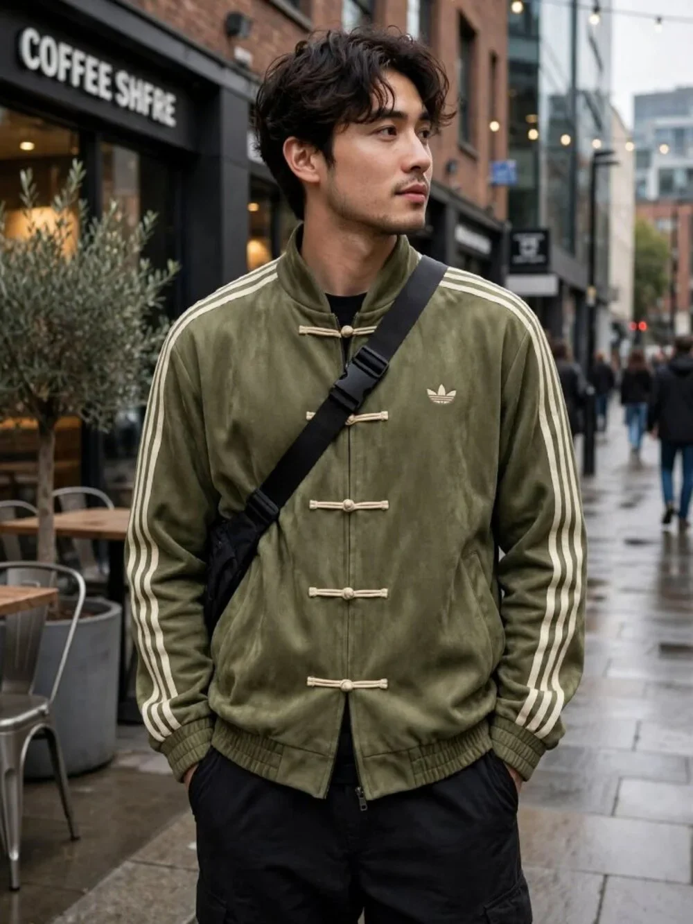 Adidas Originals Olive Green Track Jacket Chinese Knot Closures Size L